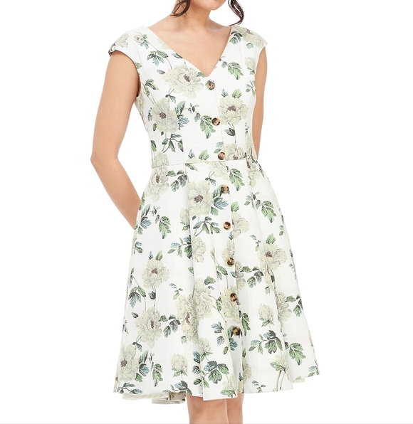 NWT Gal Meets Glam Lilly Floral Peonie Jacquard Print Dress - Picture 4 of 15